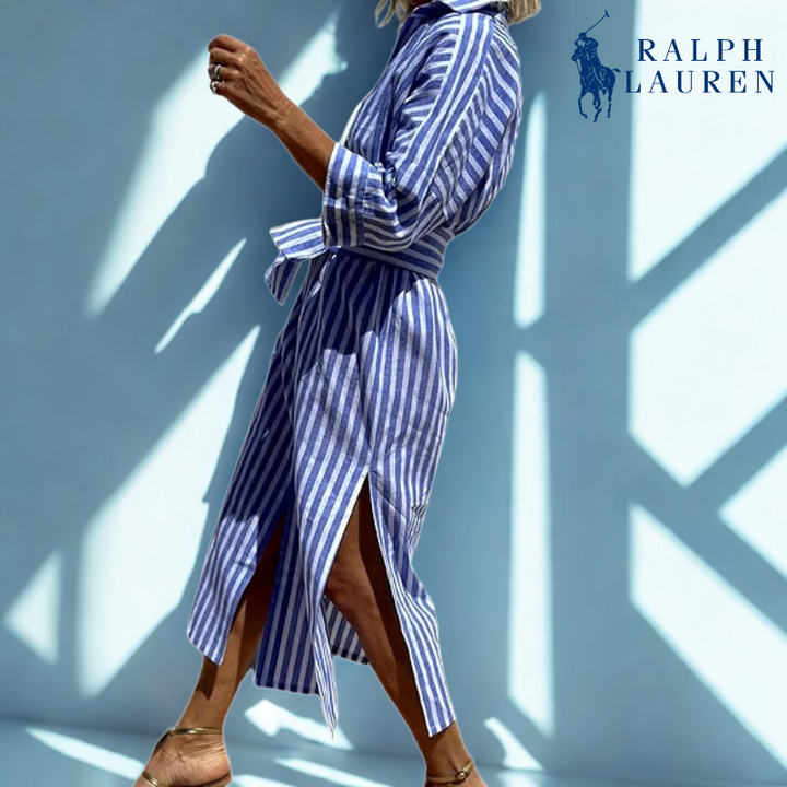 Ꮢ. Ꮮаᴜгеn Striped Tie-Waist Shirt Dress