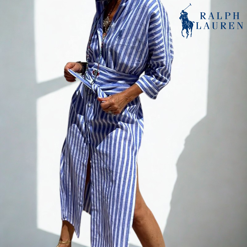 Ꮢ. Ꮮаᴜгеn Striped Tie-Waist Shirt Dress