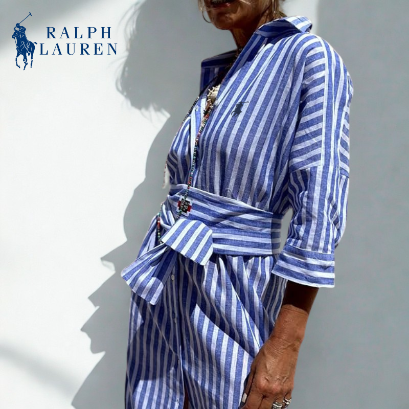 Ꮢ. Ꮮаᴜгеn Striped Tie-Waist Shirt Dress