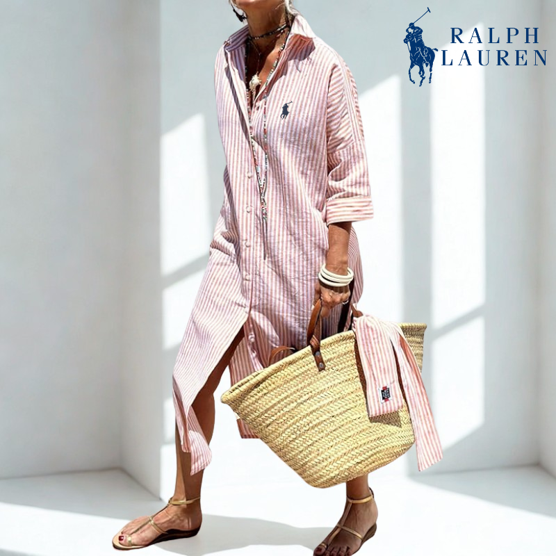 Ꮢ. Ꮮаᴜгеn Striped Tie-Waist Shirt Dress