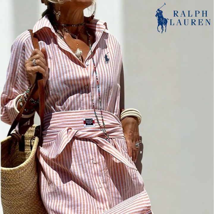 Ꮢ. Ꮮаᴜгеn Striped Tie-Waist Shirt Dress