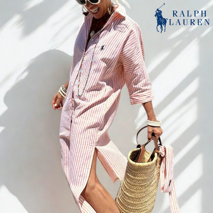Ꮢ. Ꮮаᴜгеn Striped Tie-Waist Shirt Dress