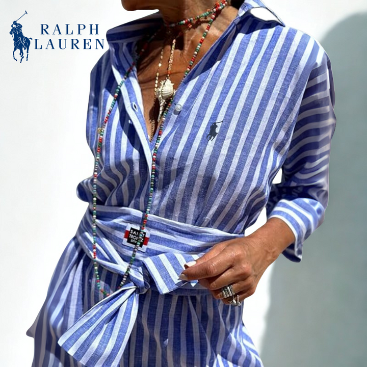 Ꮢ. Ꮮаᴜгеn Striped Tie-Waist Shirt Dress